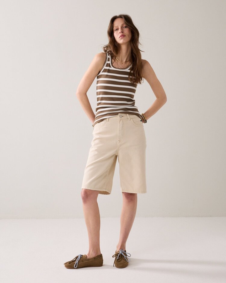 Summum Woman Bermuda shorts coloured denim ivory Summum Woman