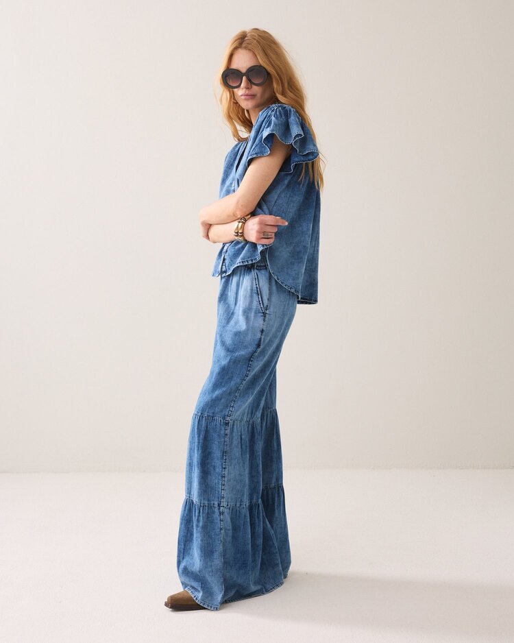 Summum Woman Blouse cotton indigo sateen Summum Woman