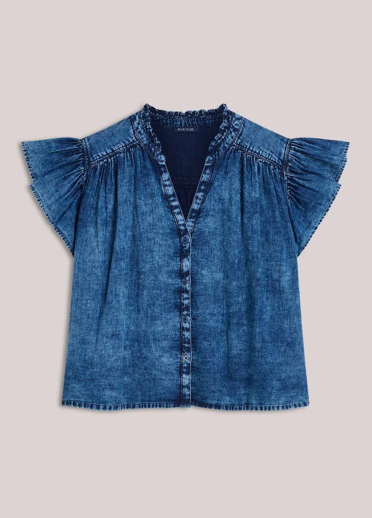 Summum Woman Blouse cotton indigo sateen Summum Woman
