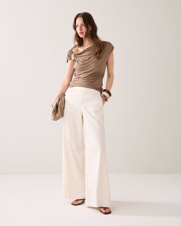 Summum Woman Trousers long cotton stretch off white Summum Woman
