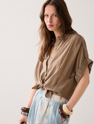 Summum Woman Blouse short sleeves viscose dark clay