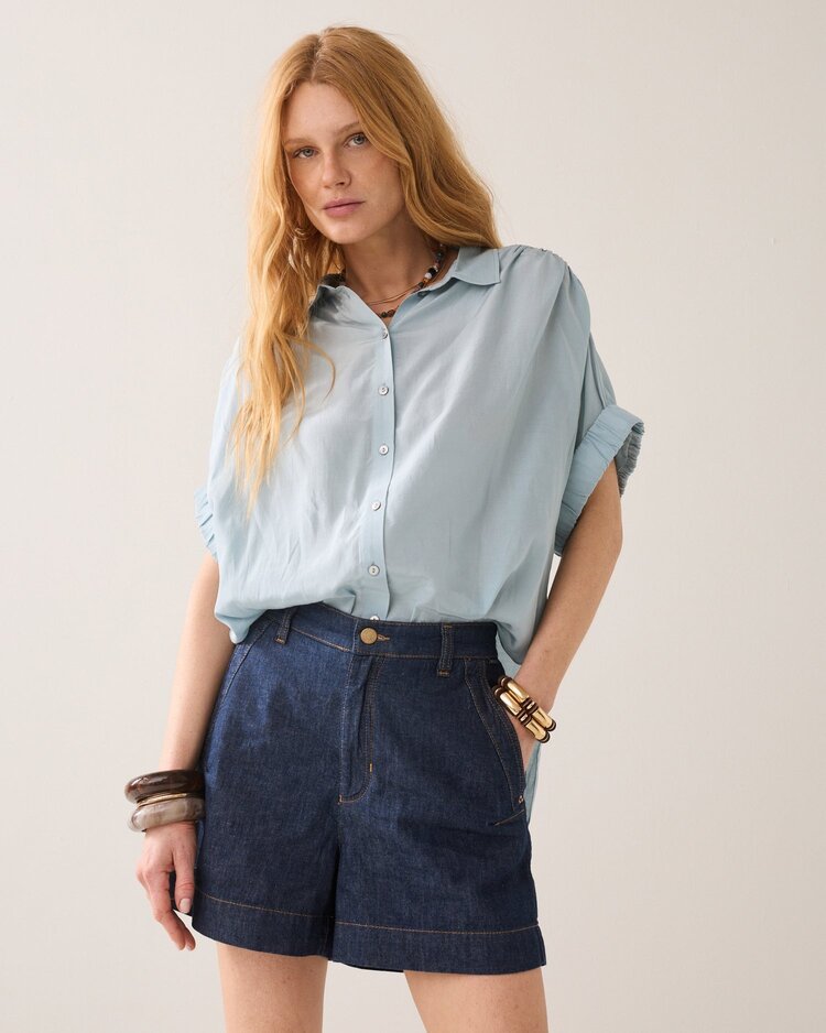 Summum Woman Blouse short sleeves viscose glacier blue Summum Woman