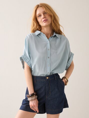 Summum Woman Blouse short sleeves viscose glacier blue