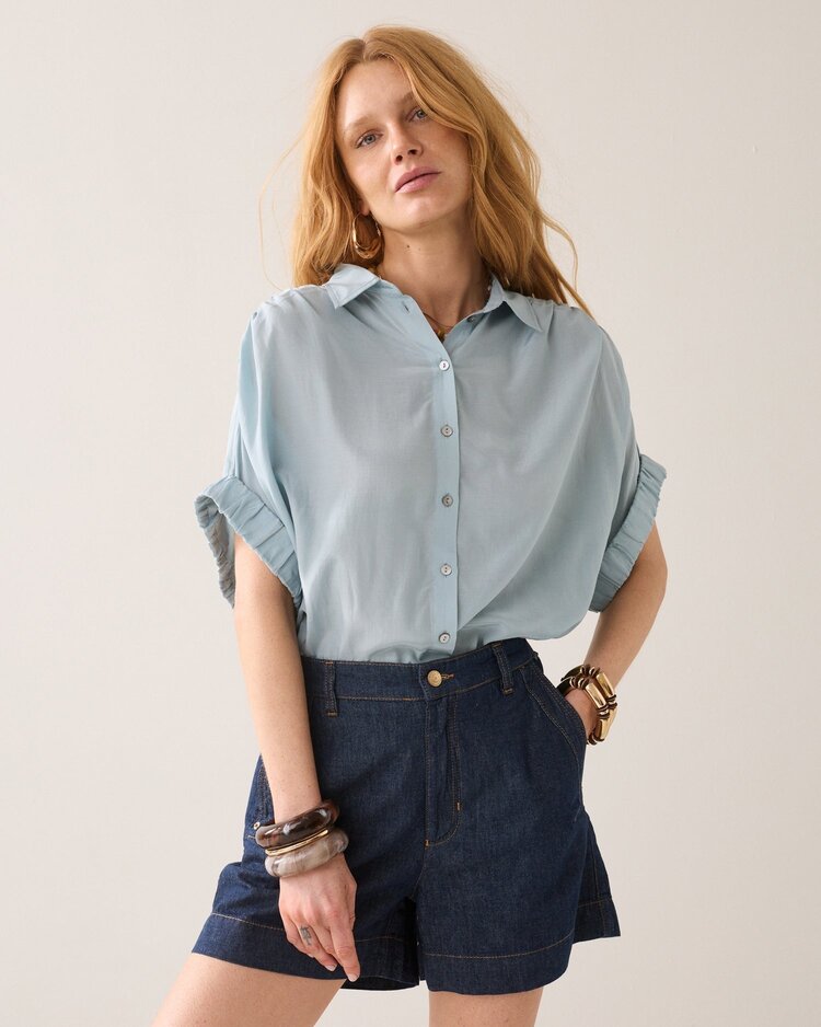 Summum Woman Blouse short sleeves viscose glacier blue Summum Woman