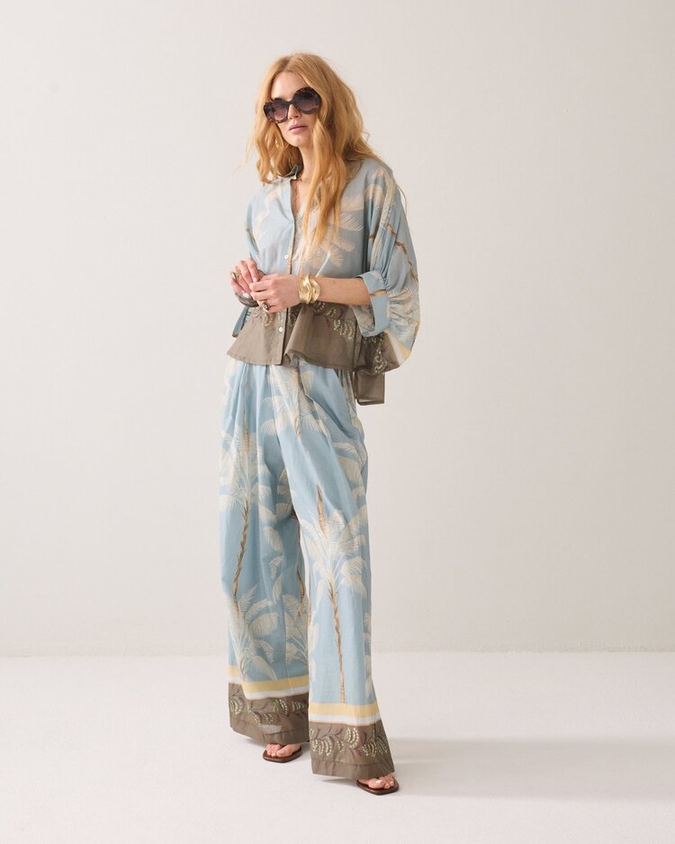 Summum Woman Blouse palmtree print glacier blue Summum Woman