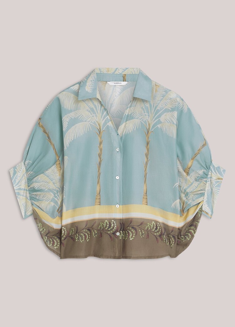 Summum Woman Blouse palmtree print glacier blue Summum Woman