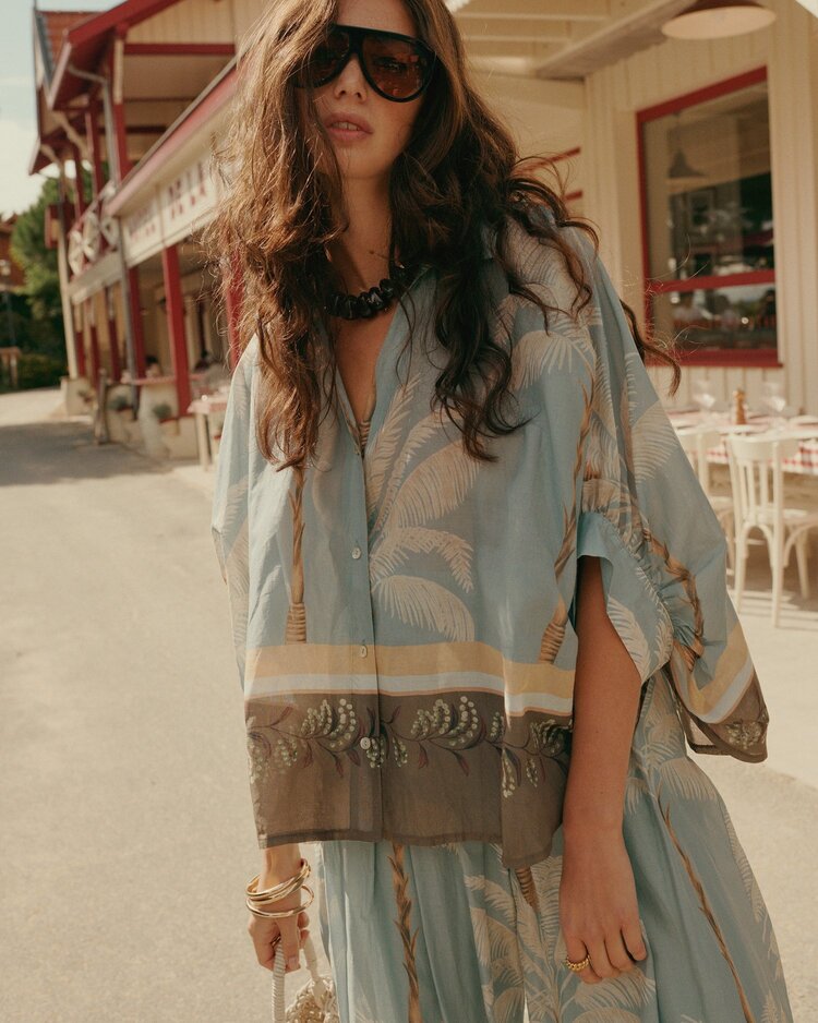 Summum Woman Blouse palmtree print glacier blue Summum Woman