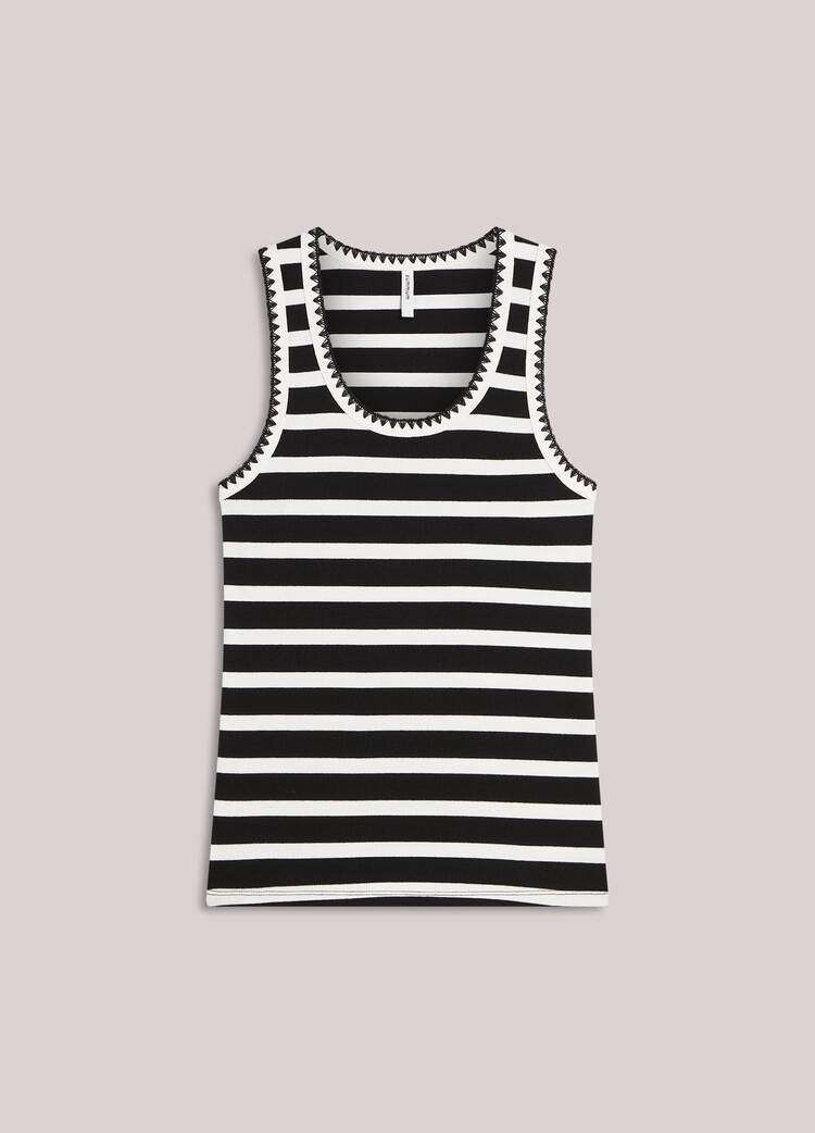 Summum Woman Top stripe feston stitch black Summum Woman