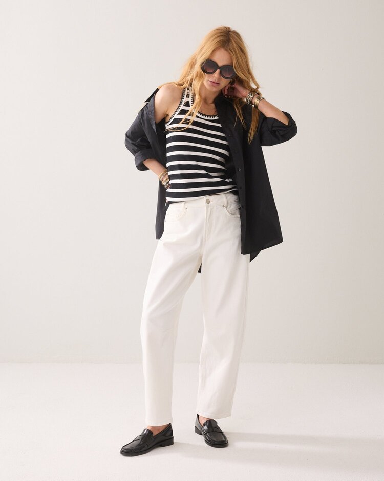 Summum Woman Top stripe feston stitch black Summum Woman