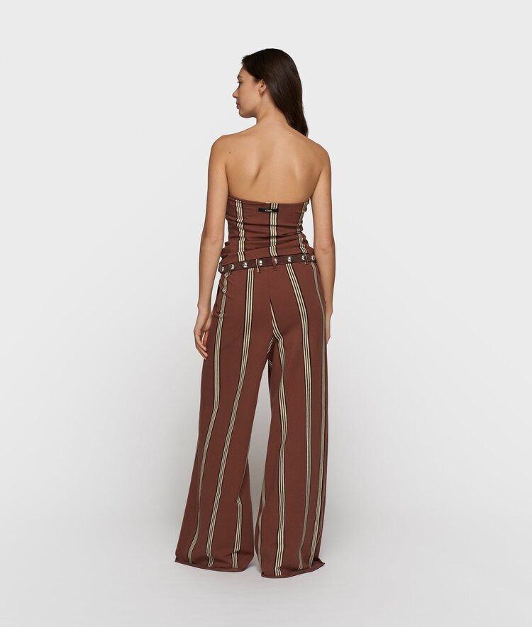 10DAYS Wide leg jogger stripes deep brown 10Days
