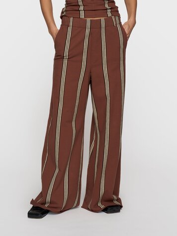 10DAYS Wide leg jogger stripes deep brown