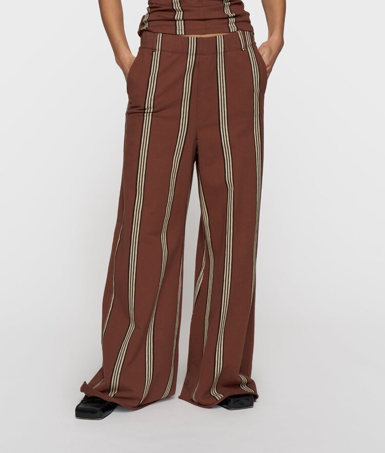 10DAYS Wide leg jogger stripes deep brown 10Days