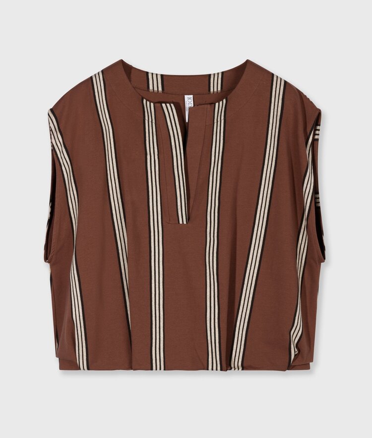 10DAYS Balloon top stripes deep brown 10Days