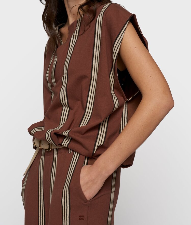 10DAYS Balloon top stripes deep brown 10Days
