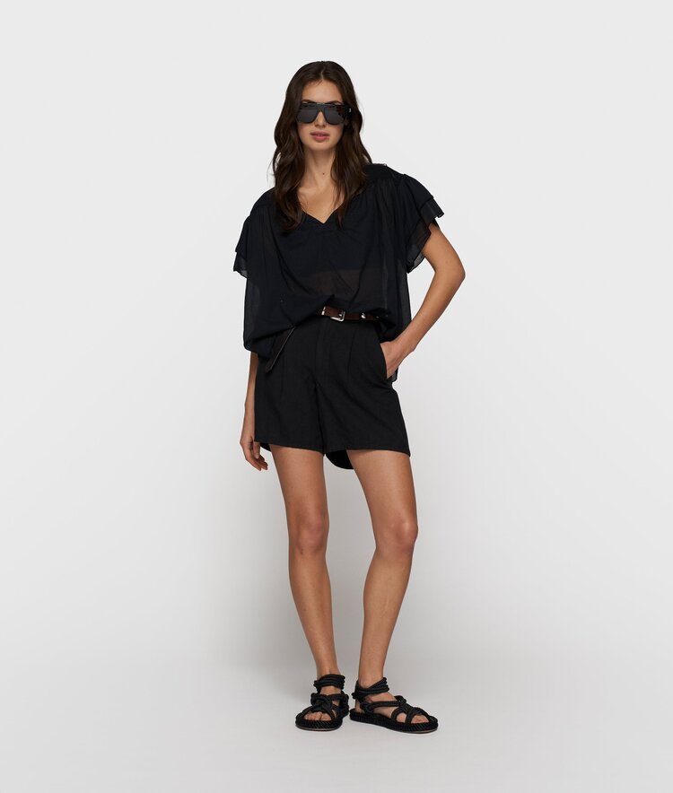 10DAYS A-line ruffle top black 10Days