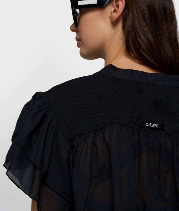 10DAYS A-line ruffle top black 10Days
