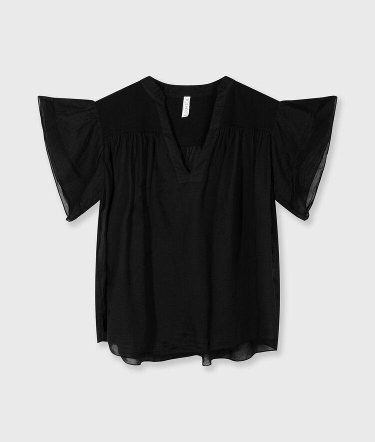 10DAYS A-line ruffle top black 10Days