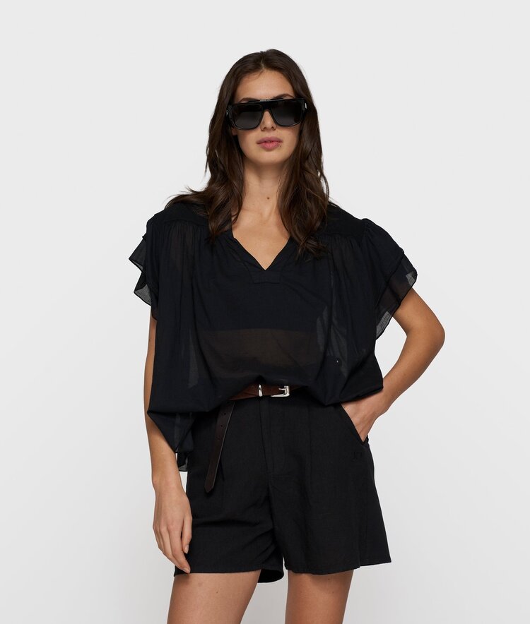 10DAYS A-line ruffle top black 10Days