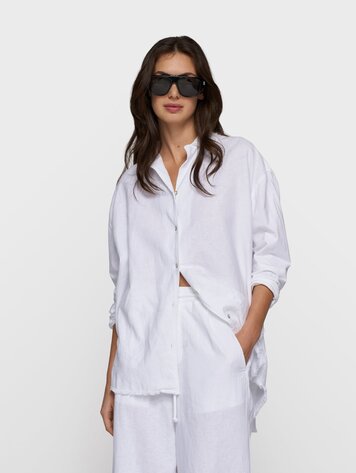 10DAYS Cotton linen blouse white