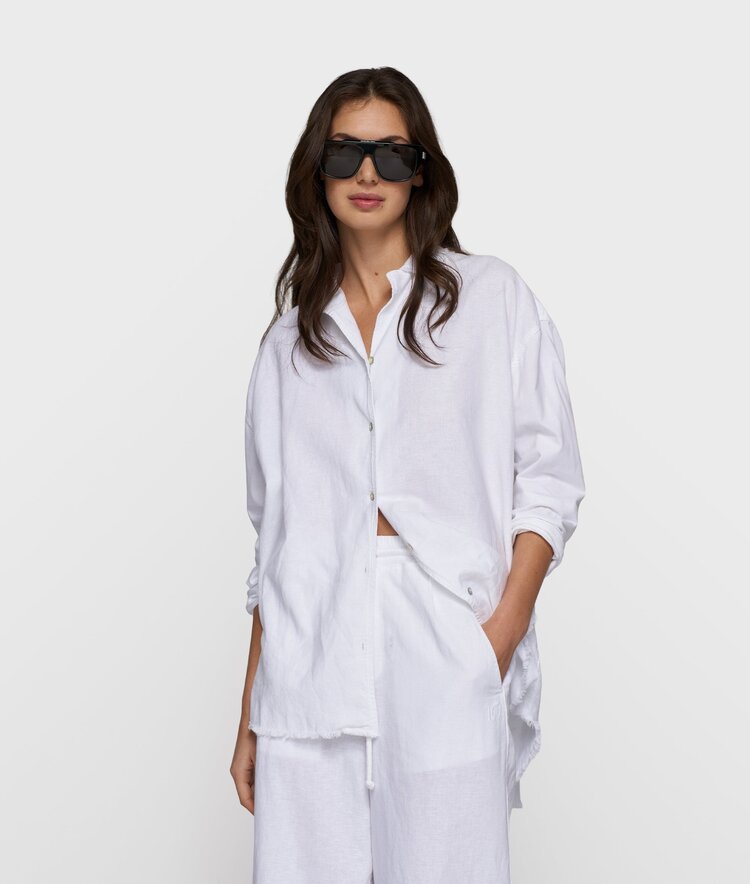10DAYS Cotton linen blouse white 10Days