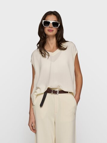 10DAYS V-neck top viscose soft vanilla