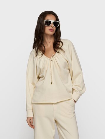 10DAYS LA sweater gathering soft vanilla