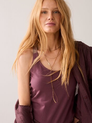 Summum Woman Top crossband basics deep fig