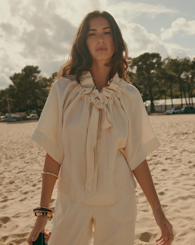 Summum Woman Top modal linen blend off white Summum Woman