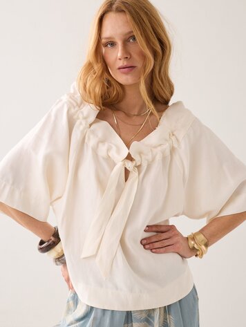 Summum Woman Top modal linen blend off white