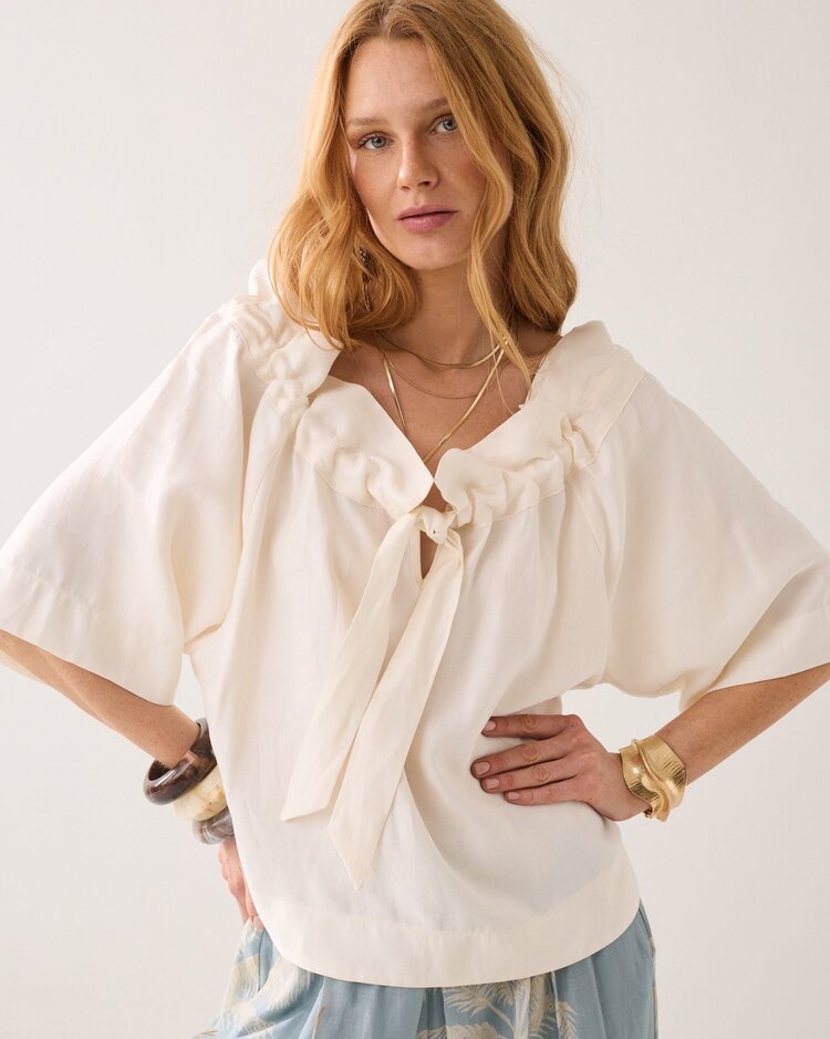 Summum Woman Top modal linen blend off white Summum Woman