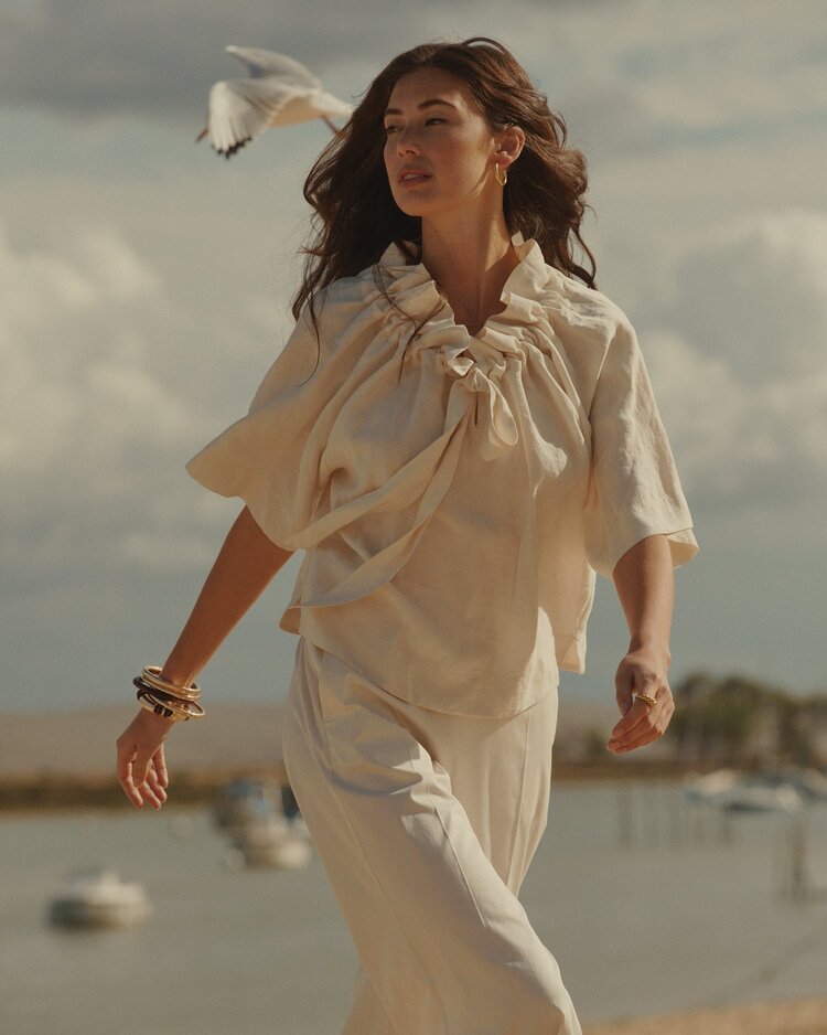 Summum Woman Top modal linen blend off white Summum Woman