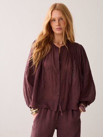 Summum Woman Blouse ramie deep fig