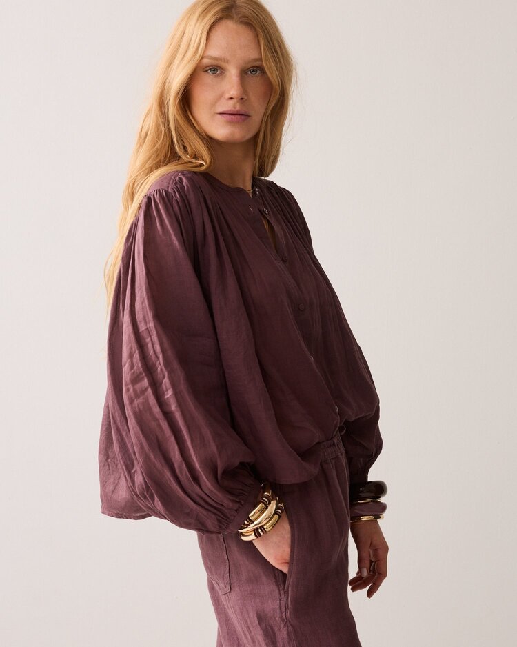 Summum Woman Blouse ramie deep fig Summum Woman