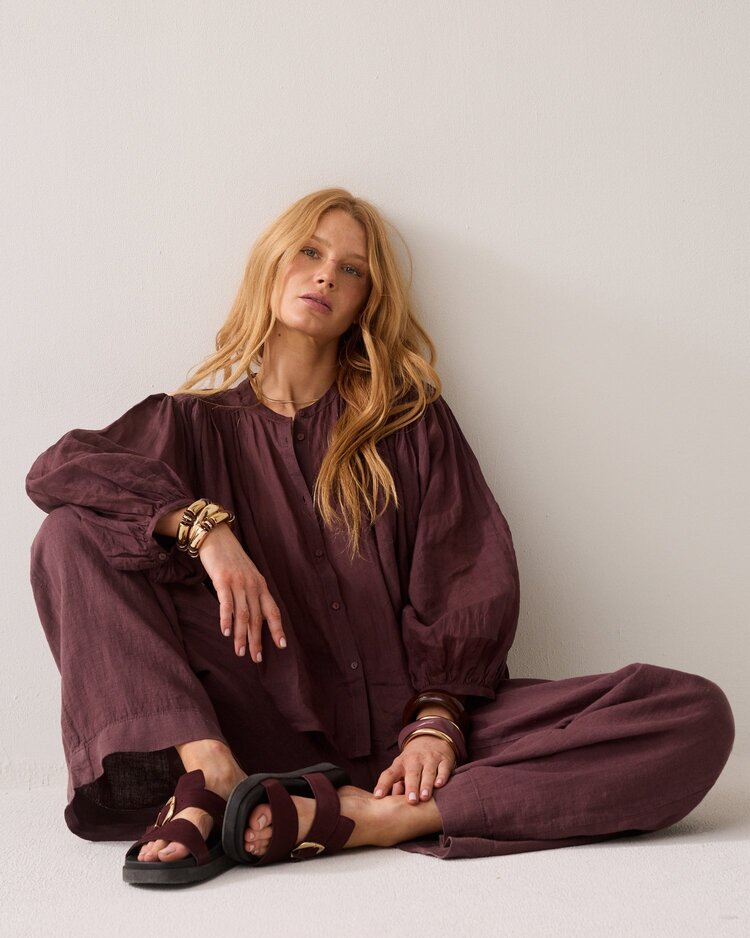 Summum Woman Blouse ramie deep fig Summum Woman