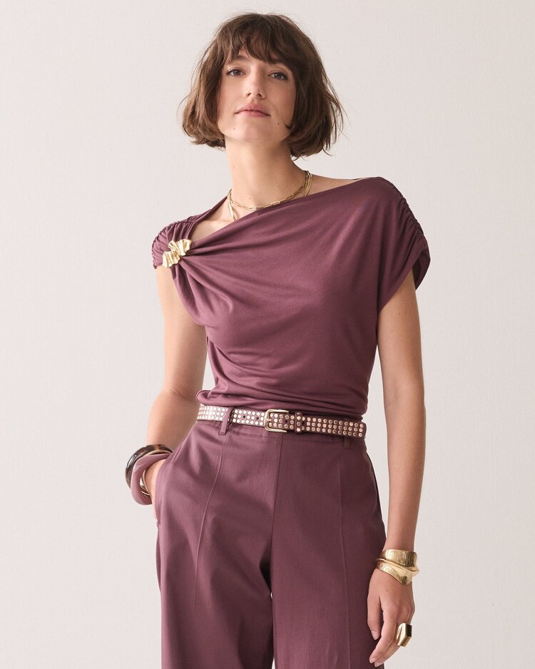 Summum Woman Trousers cotton stretch deep fig Summum Woman