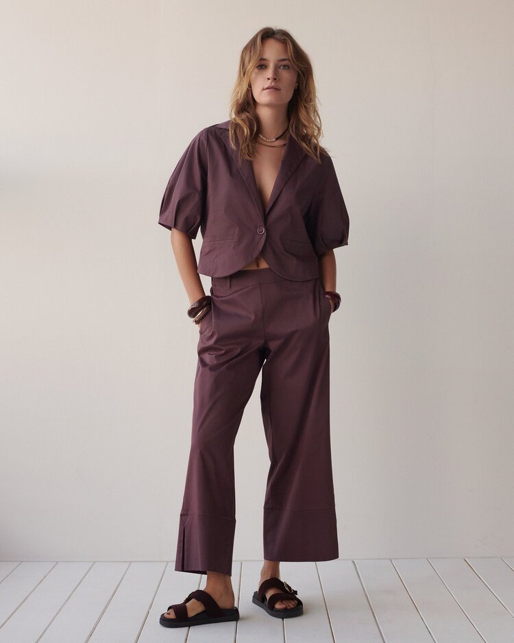 Summum Woman Trousers cotton stretch deep fig Summum Woman