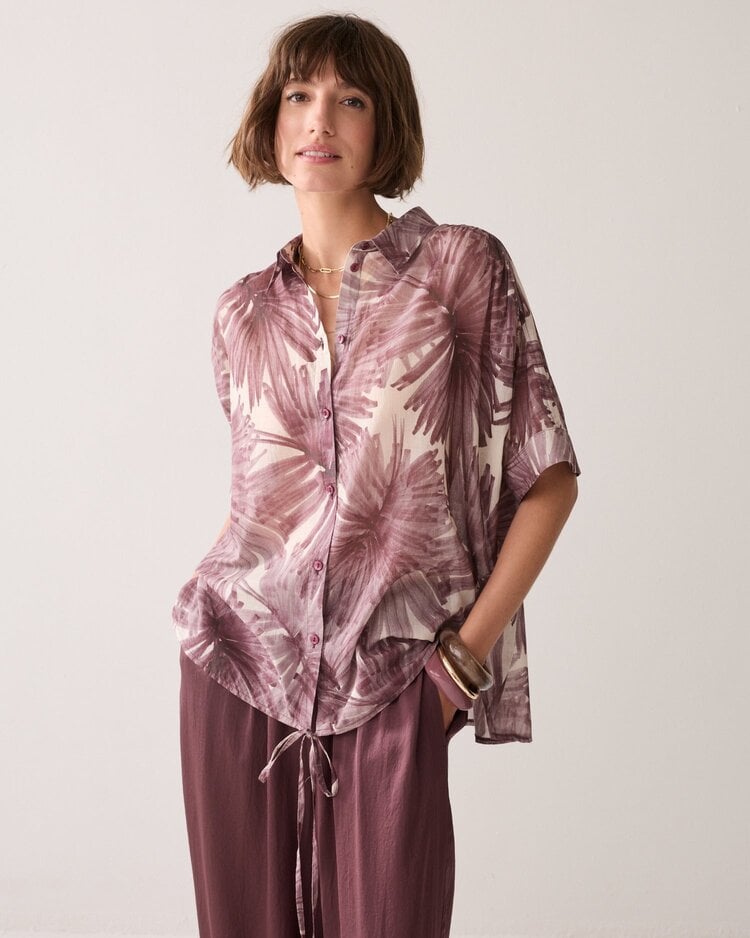 Summum Woman Blouse flowers all over deep fig Summum Woman