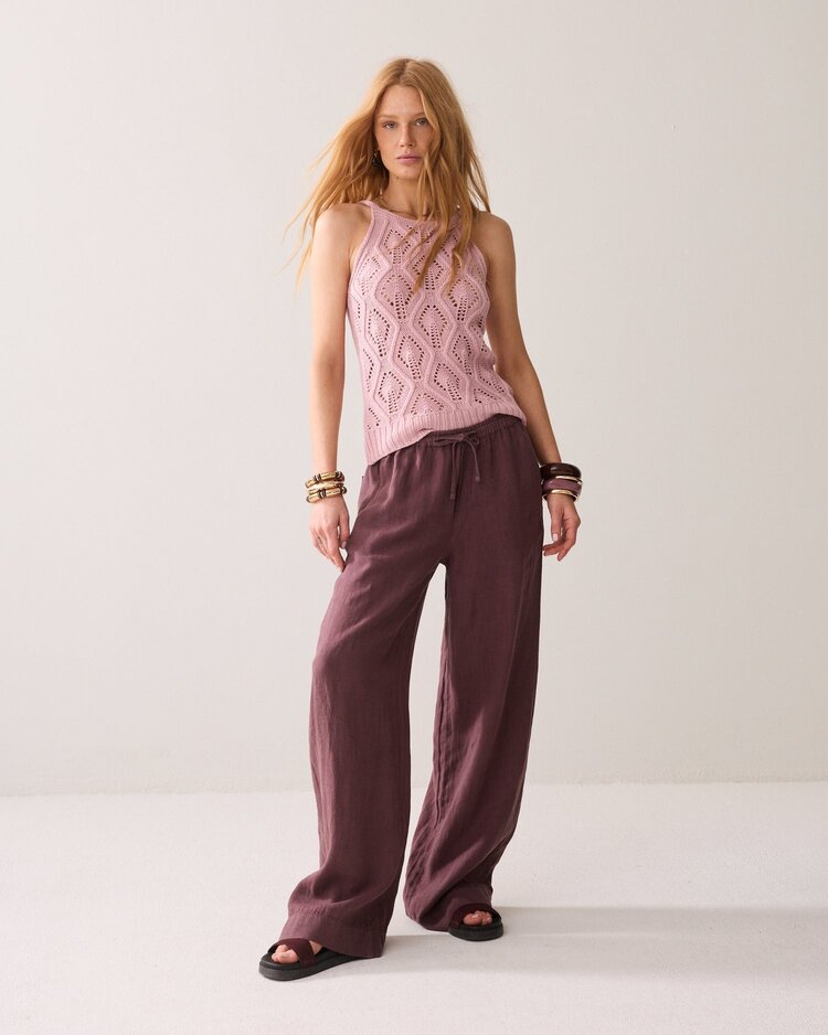 Summum Woman Wideleg pant light linen deep fig Summum Woman