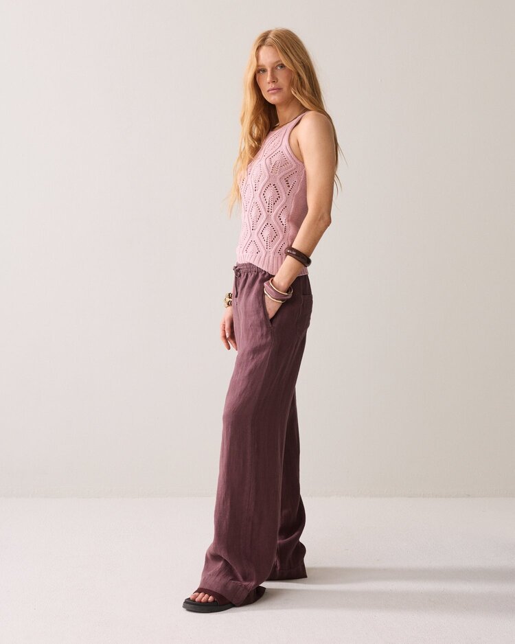 Summum Woman Wideleg pant light linen deep fig Summum Woman