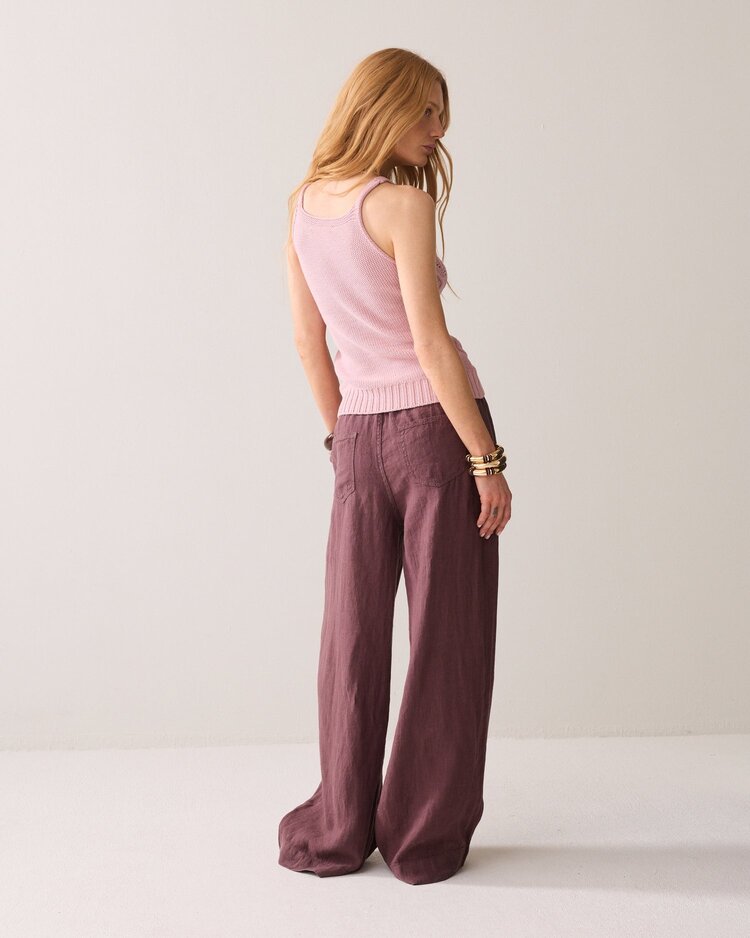 Summum Woman Wideleg pant light linen deep fig Summum Woman