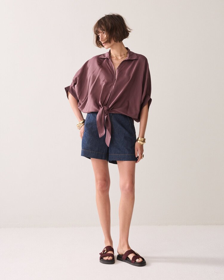 Summum Woman Blouse batsleeves viscose cotton deep fig Summum Woman