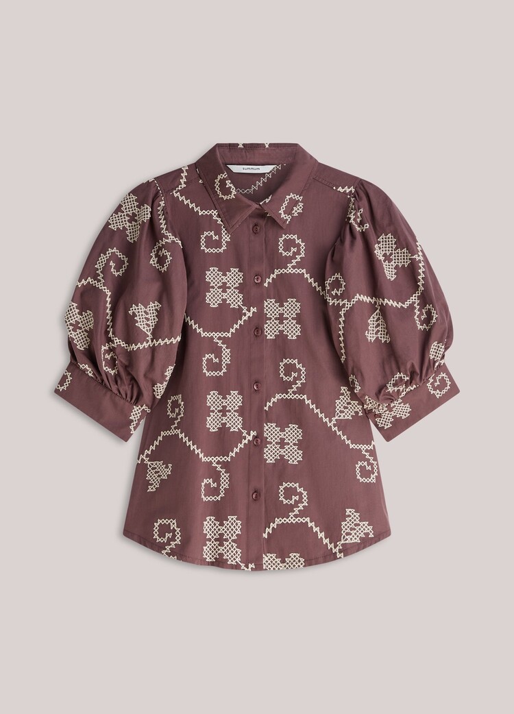 Summum Woman Blouse cotton embroidered deep fig Summum Woman