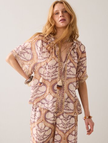 Summum Woman Top art deco print multicolour