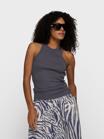 10DAYS Tank top rib steel blue