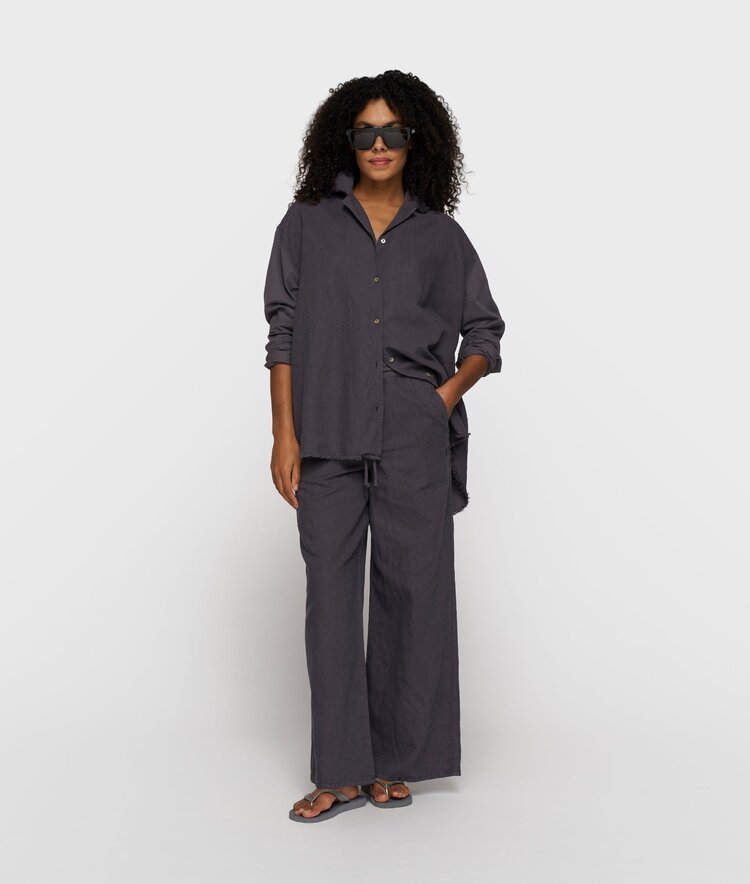 10DAYS Cotton linen pants steel blue 10Days