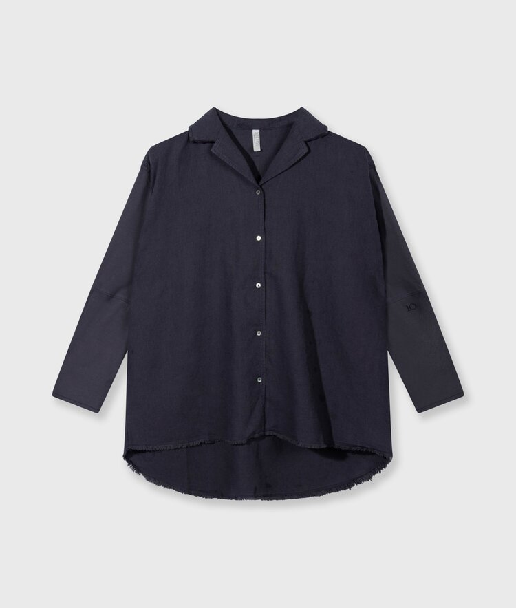 10DAYS Cotton linen blouse steel blue 10Days