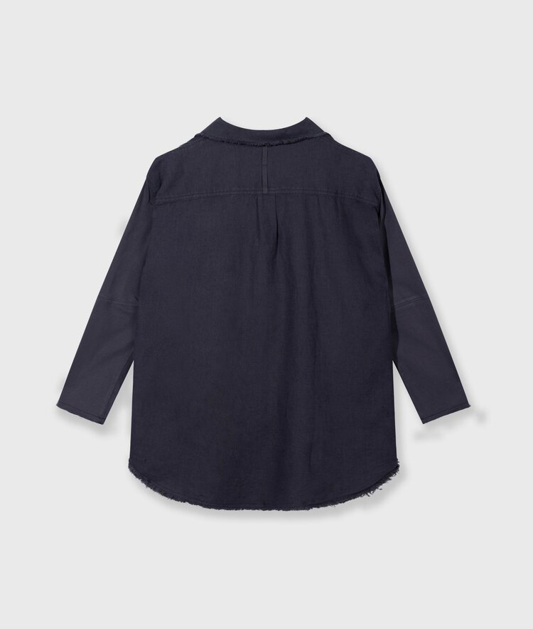 10DAYS Cotton linen blouse steel blue 10Days