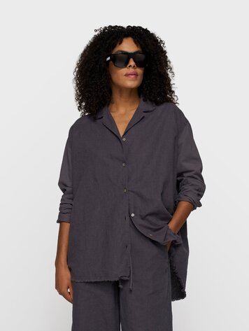 10DAYS Cotton linen blouse steel blue