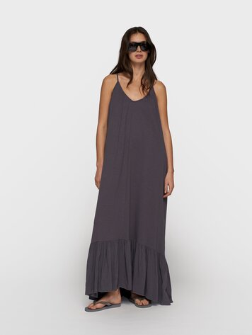 10DAYS Maxi dress slub jersey steel blue