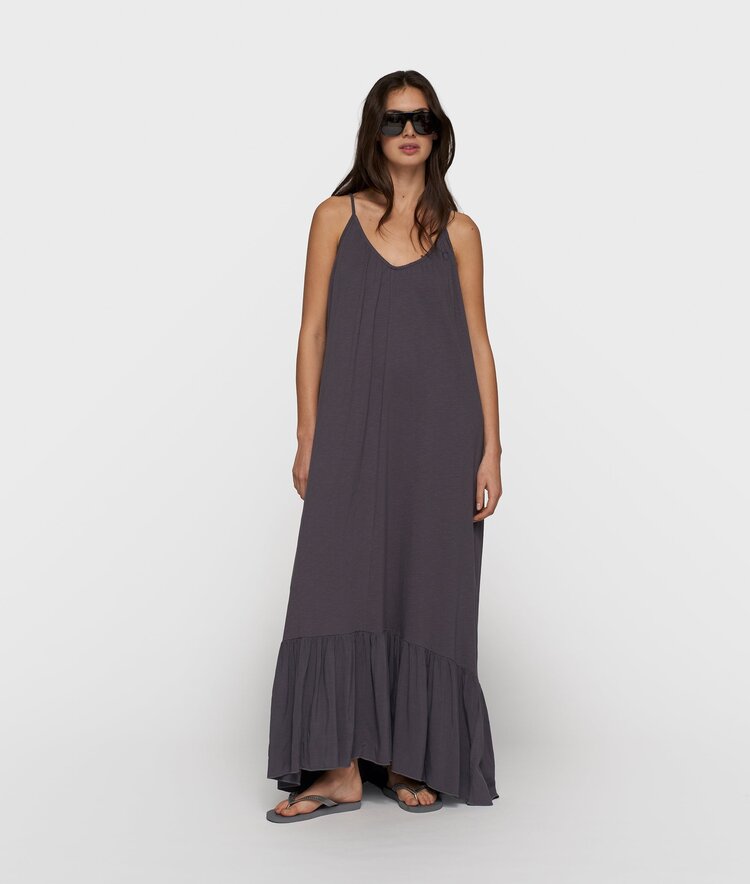 10DAYS Maxi dress slub jersey steel blue 10Days
